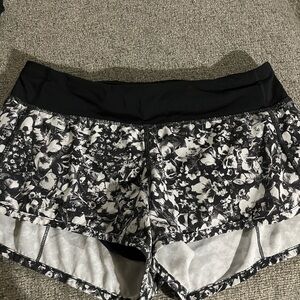 lululemon athletica Black and White Floral Athletic Shorts